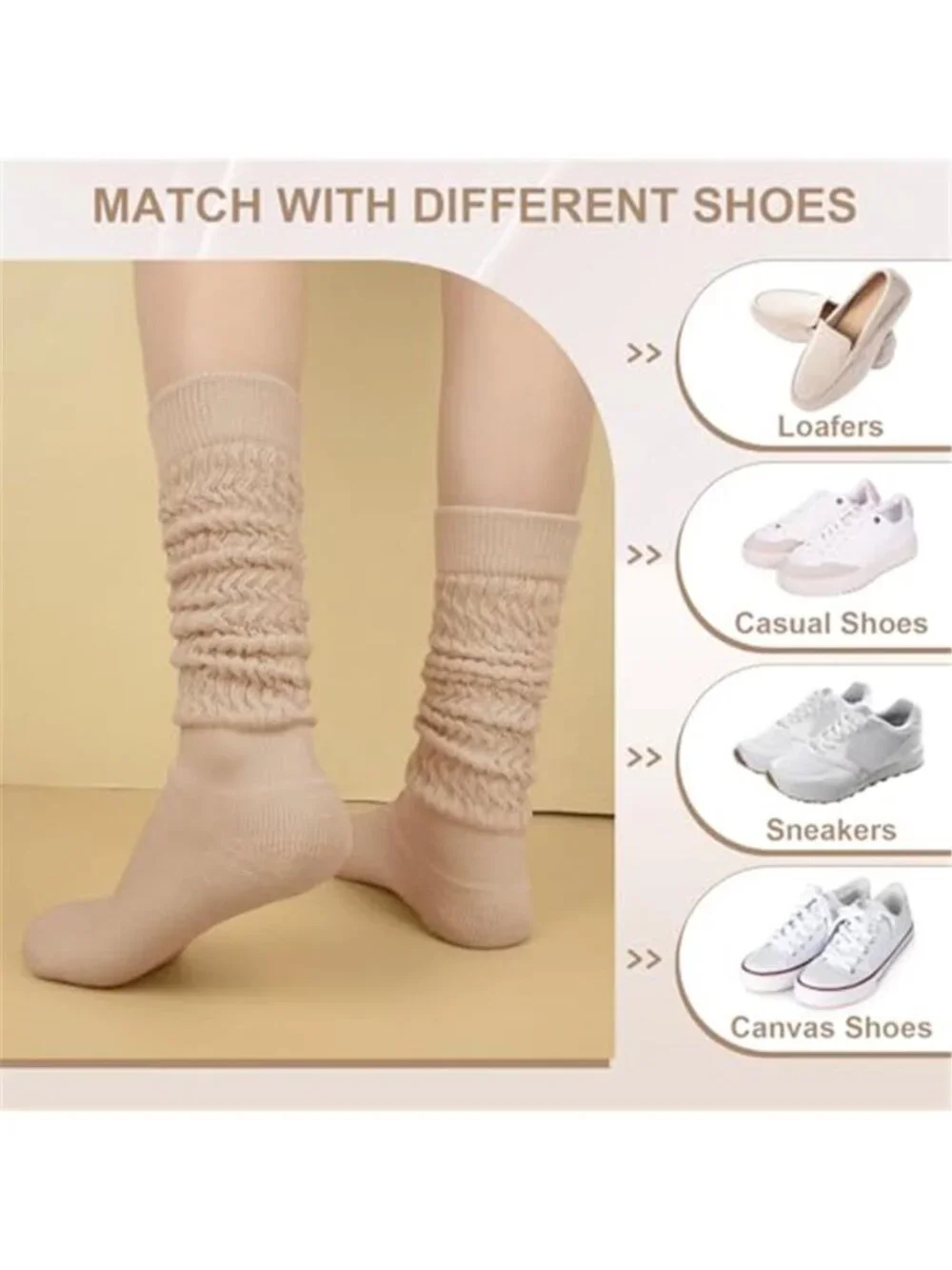 6 Pairs Slouchy Socks for Women, Long Knee High Boot Socks